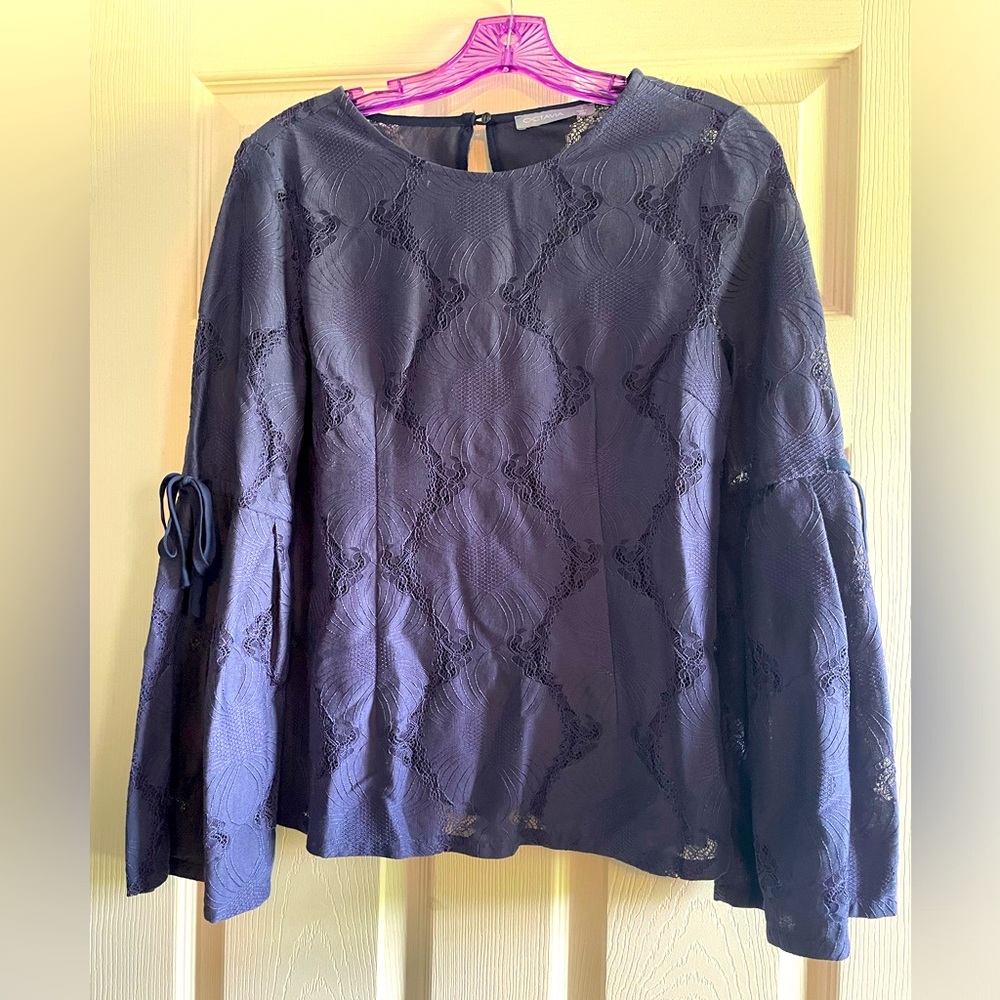 Octavia Women’s Navy Blue Floral/Lace Blouse Size Small